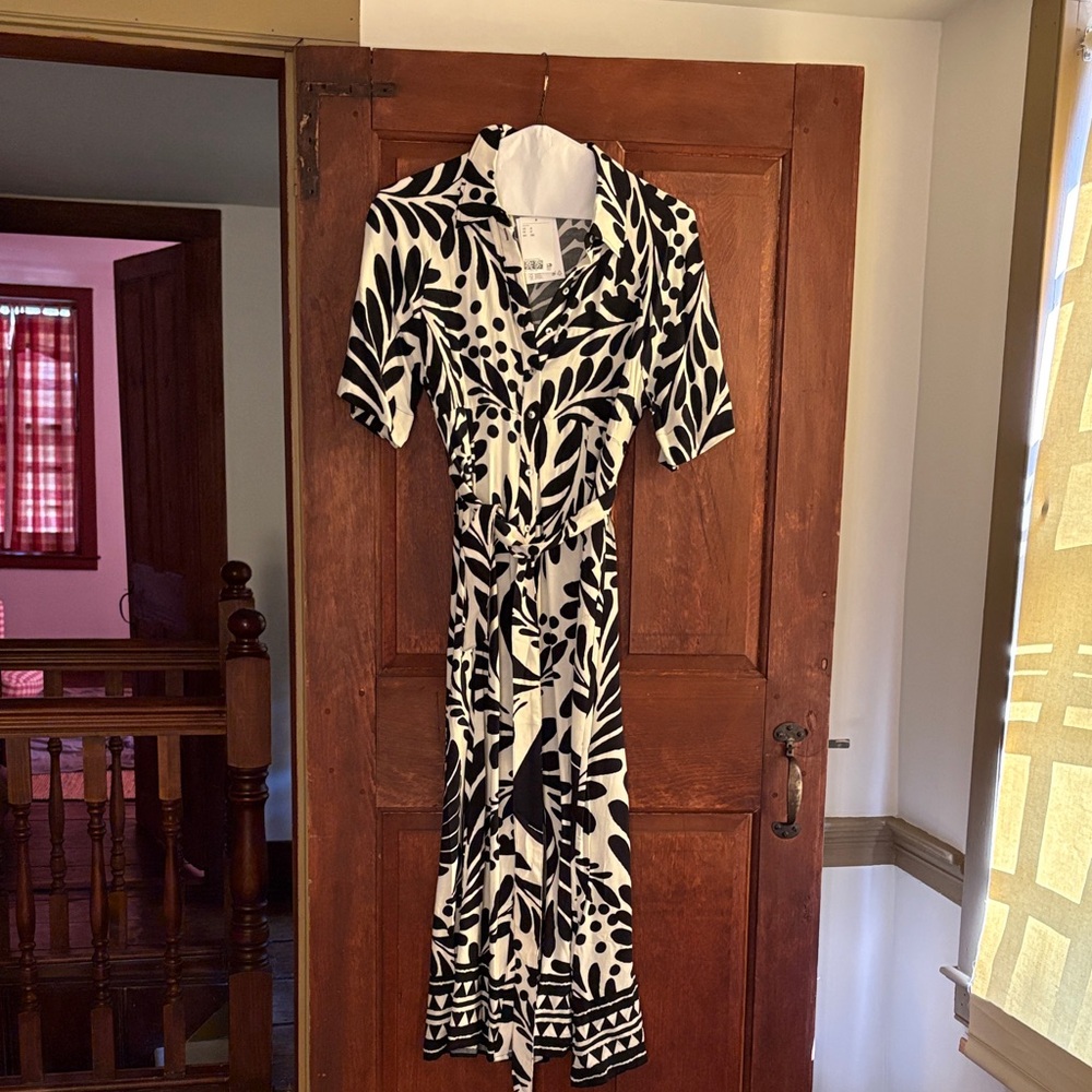 H&M Black and White Floral Maxi Wrap Dress